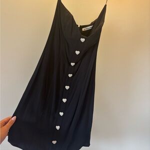 Reformation Black Mini Dress with Heart Buttons